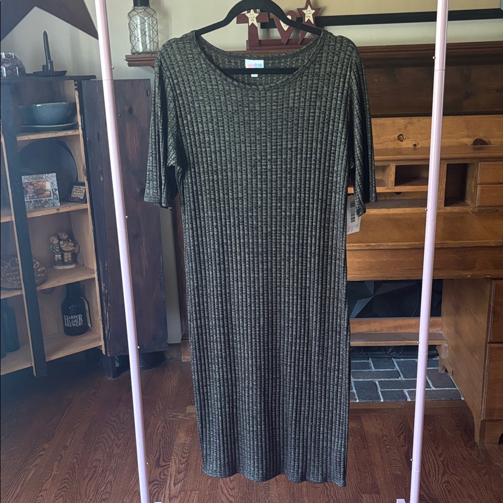 LuLaRoe Olive Striped Long Sleeve Dress